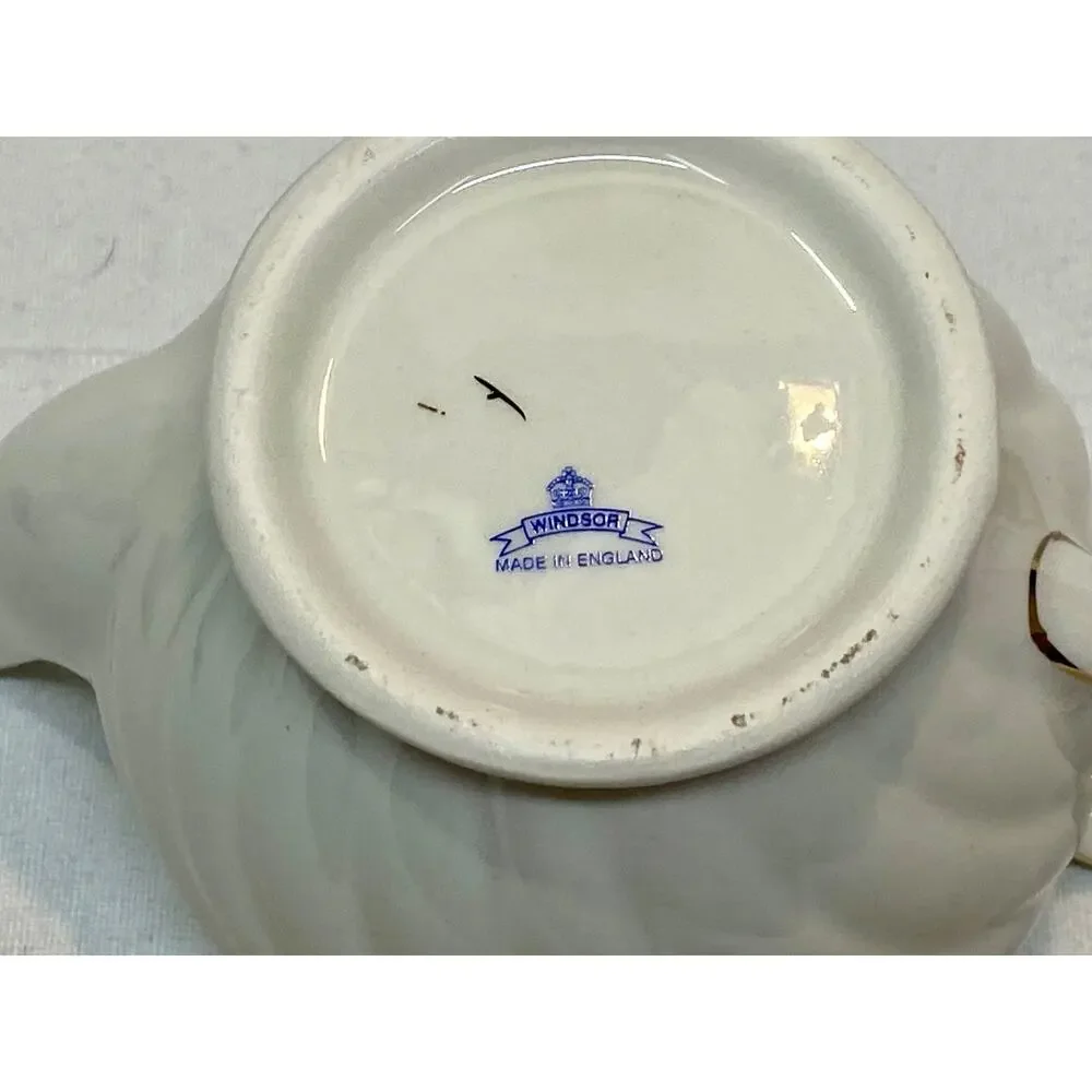 Windsor England Blue White Floral Teapot Individual Size Gold Trim
